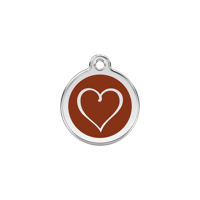 Tribal Heart Brown roestvrijstalen hondenpenning small/klein dia. 2 cm - Reddingo