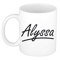 Naam cadeau mok / beker Alyssa met sierlijke letters 300 ml - thumbnail