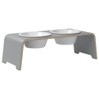 dogBar® Honden voerbar Wooden, grijs, Maat: M-Small