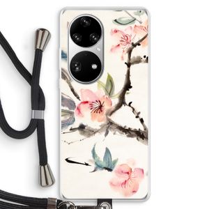 Japanse bloemen: Huawei P50 Pro Transparant Hoesje met koord