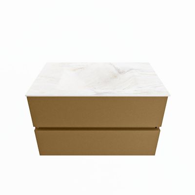 MONDIAZ VICA-DLUX 80cm badmeubel onderkast Oro 2 lades. Inbouw wastafel CLOUD midden 1 kraangat, kleur Ostra.