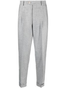 Brunello Cucinelli pantalon fuselé en laine à détails de plis - Gris