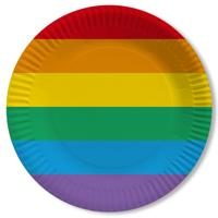 Regenboog thema feestbordjes - D23 cm - 50x stuks - Papieren wegwerp servies - Tafel versiering