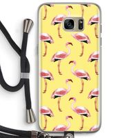 Flamingo's geel: Samsung Galaxy S7 Edge Transparant Hoesje met koord