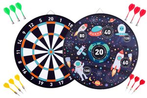 Dubbelzijdig magnetisch/papieren dartbord in ruimte thema
