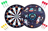Dubbelzijdig magnetisch/papieren dartbord in ruimte thema