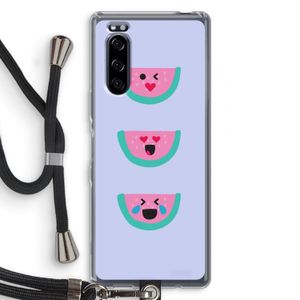 Smiley watermeloen: Sony Xperia 5 Transparant Hoesje met koord