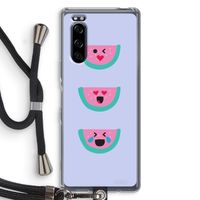 Smiley watermeloen: Sony Xperia 5 Transparant Hoesje met koord