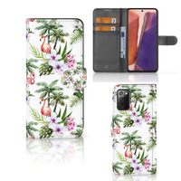 Samsung Galaxy Note 20 Telefoonhoesje met Pasjes Flamingo Palms - thumbnail