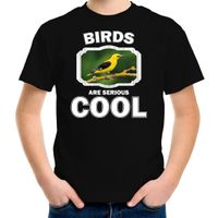 Dieren wielewaal vogel t-shirt zwart kinderen - birds are cool shirt jongens en meisjes - thumbnail