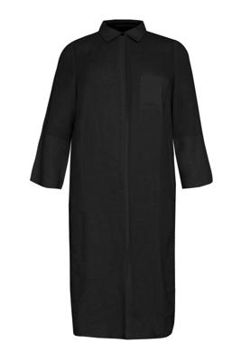 Yoek Lange blouse splitten linnen | Zwart | Maat 54/56