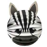 Lampion zebra - 20 cm - zwart/wit - papier - thumbnail