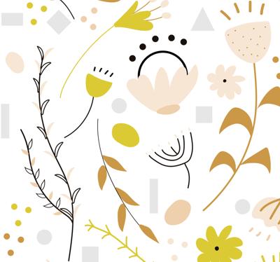 Bloemen behang bloemen en stippen