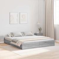 Opbergbedframe met lade Grijs sonoma 180 x 200 cm Bewerkt hout