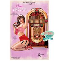 Wurlitzer 1015 Jukebox Pin-Up Claire Sinclair Zwaar Metalen Bord 44,5 x 29 cm UIT DE COLLECTIE!