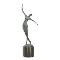 A BRONZE SCULPTURE OF A SINGLE DANCING MAN GREEN FINISH A BRONZE SCULPTURE OF A SINGLE DANCING MAN GREEN FINISH