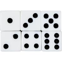 Benson Speelgoed Dobbelstenen - 6x stuks - wit/zwart - kunststof