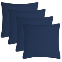 Stof Textile sierkussen Nelson - 4x - donkerblauw - 40 x 40 cm - bank kussens - polyester