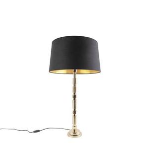 QAZQA Art deco tafellamp goud met katoenen kap zwart 45 cm - Torre