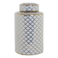 Vaas DKD Home Decor 18 x 18 x 30,5 cm Porselein Gouden Wit