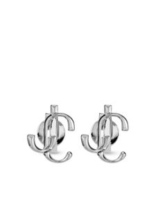 Jimmy Choo puces d'oreilles à plaque logo - Argent