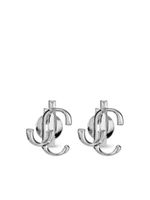 Jimmy Choo puces d'oreilles à plaque logo - Argent - thumbnail