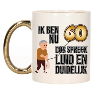 Verjaardag cadeau mok 60 jaar - luid en duidelijk - goud - 300 ml - Keramiek