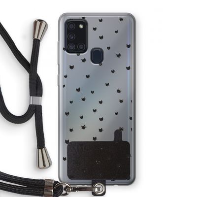 Kleine kattenkopjes: Samsung Galaxy A21s Transparant Hoesje met koord