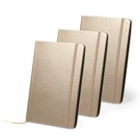 Luxe pocket schrift harde kaft - 3x - 21 x 15 cm - kleur goud - 80 blanco pagina