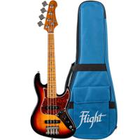 Flight Rock Series Mini JB Bass Sunburst compacte elektrische basgitaar met gigbag