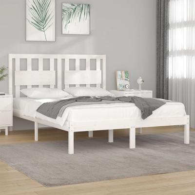 Bedframe massief grenenhout wit 160x200 cm