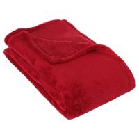 Fleece deken of plaid - diep rood - 125 x 150 cm - polyester - Bankdeken - Fleece plaid