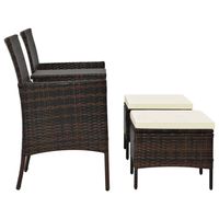 The Living Store Tuinmeubelset - Bruin en crèmewit - PE-rattan - Gepoedercoat stalen frame - 152 x 62 x 85 cm