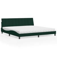 Bed met matras "Hanko" fluweel donkergroen 200x200 cm