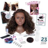 Smoby - Afro-haarstylinghoofd - Gemakkelijk te stylen - 23 realistische accessoires - Warmtegevoelige lippen - Opbergluik