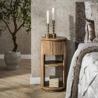 LifestyleFurn Rond Nachtkastje 'Sharmila' Mangohout, Met 1 lade