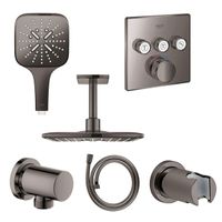 GROHE Rainshower Smartactive Regendoucheset Opbouw -hoofddouche vierkant 31cm - handdouche vierkant - plafondarm - inbouwbox -hard graphite sw98821/sw98892/sw98900/sw105953/sw108085/sw472429 - thumbnail