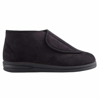 Pantoffel zwart hoog heren | MSF | Maat 39 | Wijde opening en klittenbandsluiting | MS7001BK-39