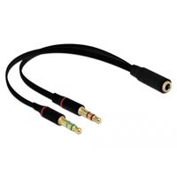 Delock 65967 Jackplug Audio Aansluitkabel [1x Jackplug female 3,5 mm - 2x Jackplug male 3,5 mm] 0.2 m Zwart