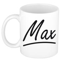 Max Naam koffiemok - beker - met sierlijke letters - wit - 300 ml - Cadeau - Heren
