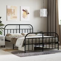 Bedframe met hoofd- en voeteneinde metaal zwart 140x190 cm