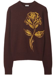 Burberry pull en maille intarsia à roses imprimées - Marron