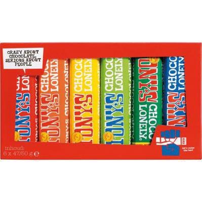 Tony&apos;s Chocolonely chocoladereep, 47/50g, 6 stuks, mix