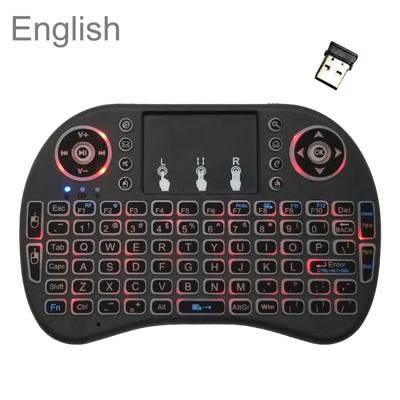 Ondersteuning taal: Engels i8 Air Mouse draadloze achtergrondverlichting toetsenbord met touchpad voor Android TV Box & Smart TV & PC Tablet & Xbox360
