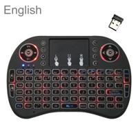 Ondersteuning taal: Engels i8 Air Mouse draadloze achtergrondverlichting toetsenbord met touchpad voor Android TV Box & Smart TV & PC Tablet & Xbox360