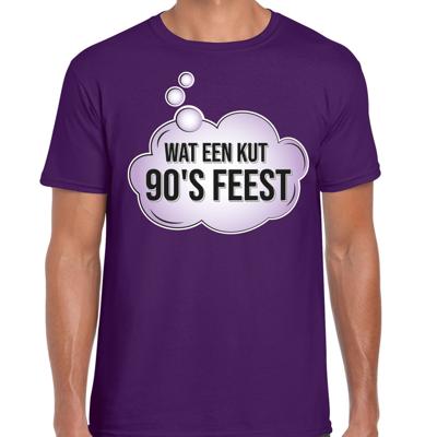 Verkleed T-shirt voor heren - paars - wat een kut 90s feest - paars - 90s party / themafeest