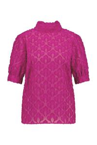 Studio Anneloes Alia 2way Jacquard Top 11072 T-shirt Korte Mouw 5500 New Fuchsia