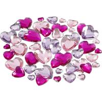 Plak diamantjes - hartjes - 504x - paars - 6-10-14 mm - steentjes