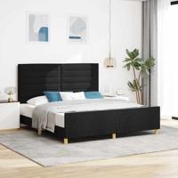 Bedframe met hoofdeinde Zwart 180 x 200 cm Stof