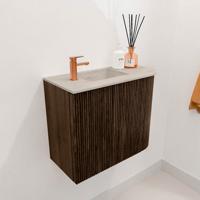 Toiletmeubel Mondiaz Joya Dlux | 51.6 cm | Meubelkleur Walnut | Faye wastafel Opalo Wasbak Links | 1 kraangat